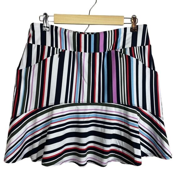 Tail Skort Women's Sz M Striped White Black Pink Flouce Hem Skirt Pockets - Picture 1 of 7